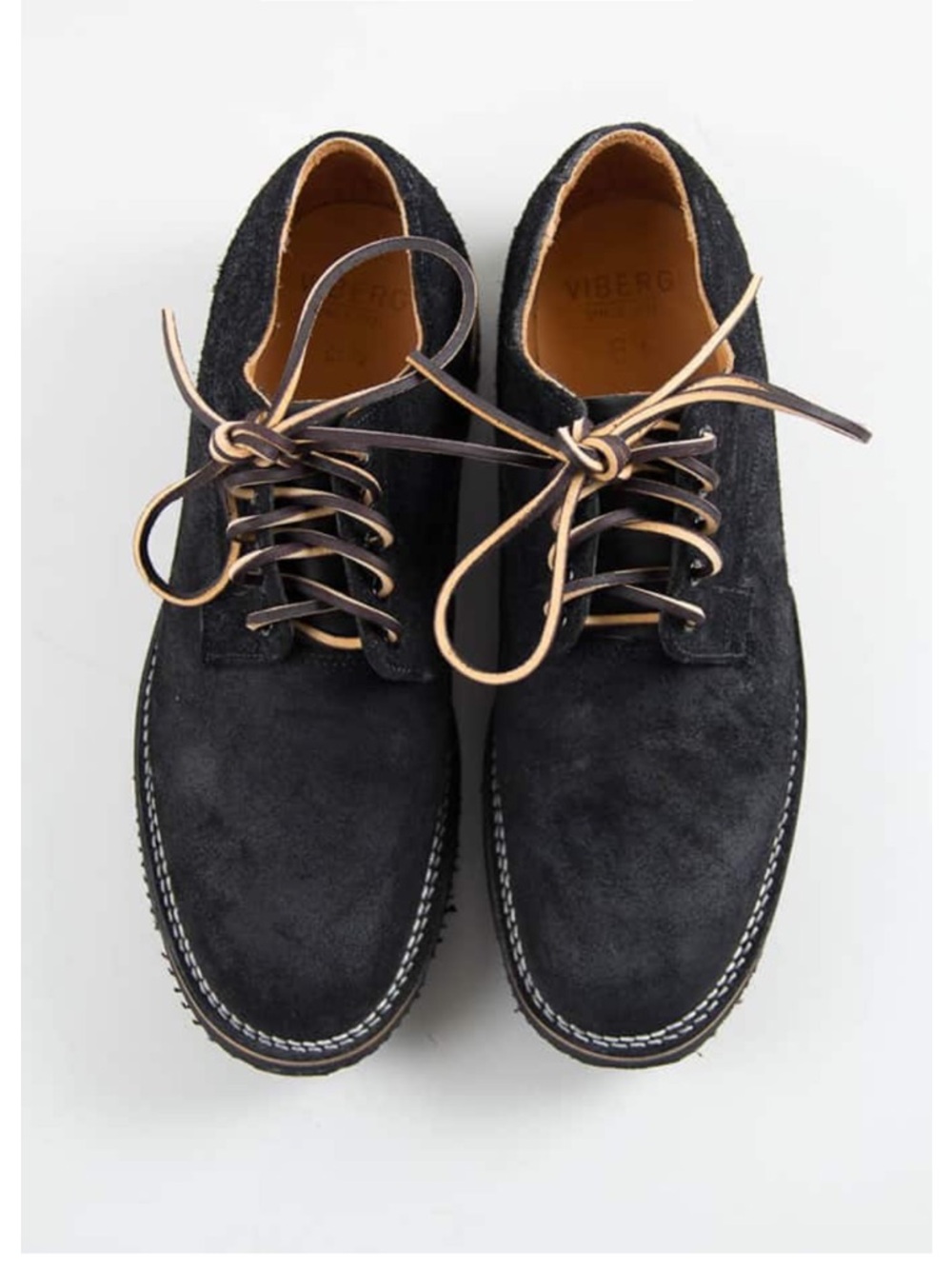 Viberg Derby Calf Suede Shoe Black Size 8.5 US 7.5 Brand Luxury Handmade